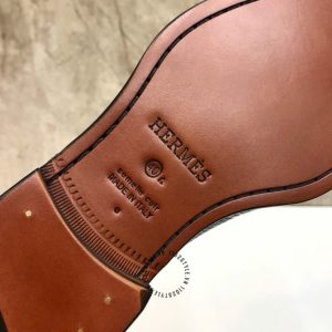 Giày tây nam hàng hiệu Hermes màu đen hoạ tiết da rắn - Hình ảnh 9