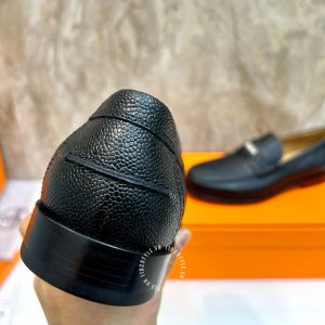 Giày Loafer Hermes nam màu đen da sần phiên bản hàng hiệu - Hình ảnh 8