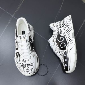 Giày thể thao D&G màu trắng hoạ tiết chữ đen hàng hiệu - Ảnh 6