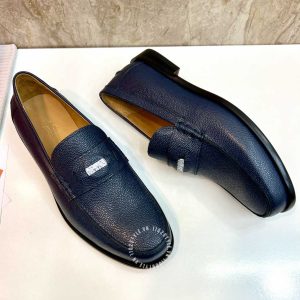 Giày Loafer Hermes nam màu xanh da sần phiên bản hàng hiệu - Hình ảnh 5