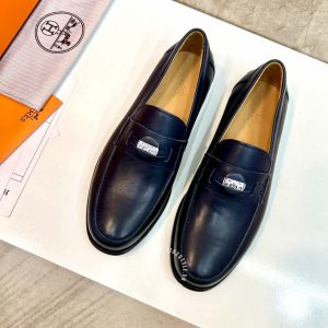 Giày Loafer Hermes nam màu xanh da trơn hàng hiệu giá tốt - Hình ảnh 3