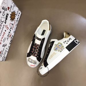 Giày Dolce & Gabbana màu trắng dây phối hoạ tiết hàng hiệu - Ảnh 3