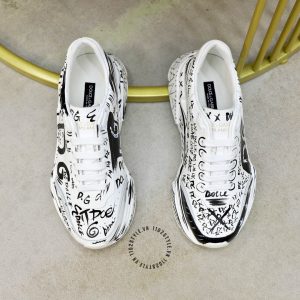 Giày thể thao D&G màu trắng hoạ tiết chữ đen hàng hiệu - Ảnh 8