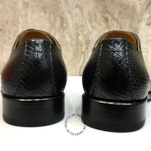 Giày tây nam hàng hiệu Hermes màu đen hoạ tiết da rắn - Hình ảnh 8