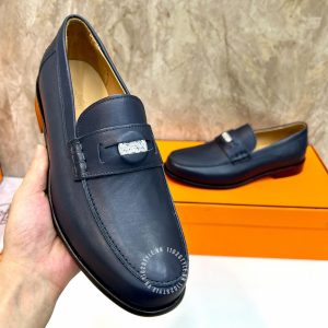 Giày Loafer Hermes nam màu xanh da trơn hàng hiệu giá tốt - Hình ảnh 6