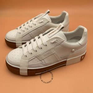 Giày sneaker nam D&G trắng đế nâu logo nổi cao cấp - Hình ảnh 2