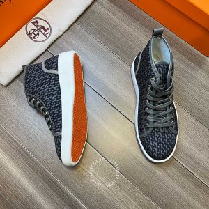 Giày nam sneaker boot Hermes màu đen họa tiết cao cấp - Hình ảnh 6