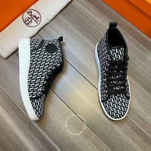 Giày nam Hermes sneaker boot màu đen họa tiết cao cấp - Hình ảnh 3