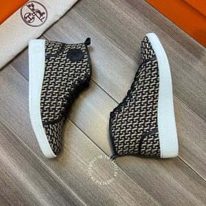 Giày nam Hermes sneaker boot màu đen họa tiết cao cấp - Hình ảnh 6