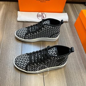 Giày nam Hermes sneaker boot màu đen họa tiết cao cấp - Hình ảnh 2
