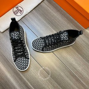 Giày nam Hermes sneaker boot màu đen họa tiết cao cấp - Hình ảnh 5