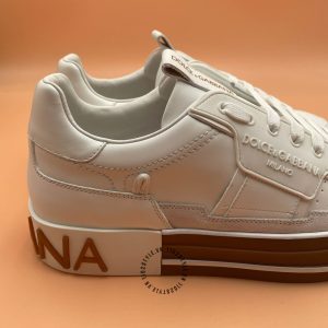 Giày sneaker nam D&G trắng đế nâu logo nổi cao cấp - Hình ảnh 5