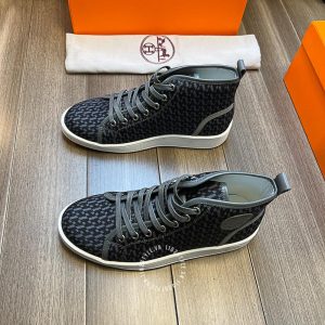 Giày nam sneaker boot Hermes màu đen họa tiết cao cấp - Hình ảnh 2