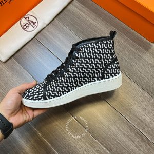 Giày nam Hermes sneaker boot màu đen họa tiết cao cấp - Hình ảnh 8