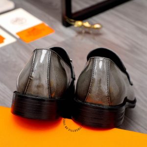 Giày nam Hermes da bóng màu xám Super Fake - Hình ảnh 8