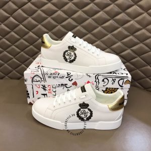 Giày sneaker Dolce & Gabbana màu trắng gót vàng cao cấp - Ảnh 3