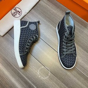 Giày nam sneaker boot Hermes màu đen họa tiết cao cấp - Hình ảnh 4