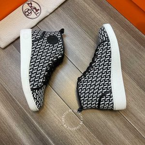 Giày nam Hermes sneaker boot màu đen họa tiết cao cấp - Hình ảnh 4