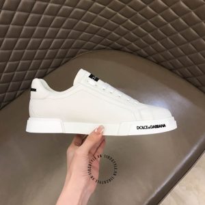 Sneaker unisex D&G màu trắng logo đen da thật cao cấp - Hình ảnh 6