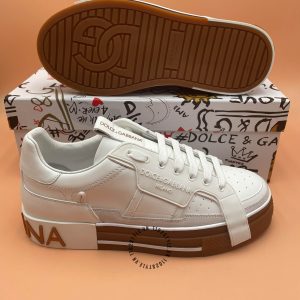 Giày sneaker nam D&G trắng đế nâu logo nổi cao cấp - Hình ảnh 9