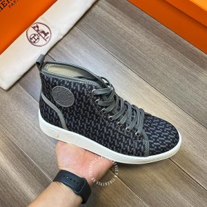 Giày nam sneaker boot Hermes màu đen họa tiết cao cấp - Hình ảnh 7