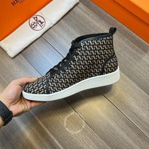 Giày nam Hermes sneaker boot màu đen họa tiết cao cấp - Hình ảnh 8