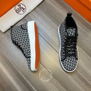 Giày nam Hermes sneaker boot màu đen họa tiết cao cấp - Hình ảnh 6