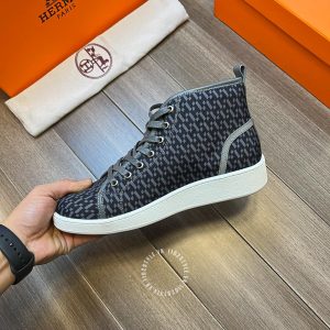 Giày nam sneaker boot Hermes màu đen họa tiết cao cấp - Hình ảnh 8