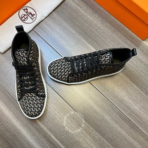 Giày nam Hermes sneaker boot màu đen họa tiết cao cấp - Hình ảnh 4