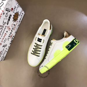 Giày Dolce & Gabbana unisex màu trắng phối xanh neon cao cấp - Ảnh 2
