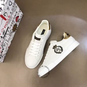 Giày sneaker Dolce & Gabbana màu trắng gót vàng cao cấp - Ảnh 4