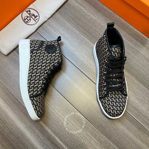 Giày nam Hermes sneaker boot màu đen họa tiết cao cấp - Hình ảnh 3