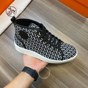 Giày nam Hermes sneaker boot màu đen họa tiết cao cấp - Hình ảnh 7