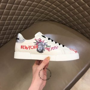 Sneaker unisex D&G màu trắng hoạ tiết nổi bật cao cấp - Ảnh 8