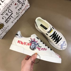 Sneaker unisex D&G màu trắng hoạ tiết nổi bật cao cấp - Ảnh 2