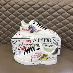 Sneaker unisex D&G màu trắng hoạ tiết nổi bật cao cấp - Ảnh 3