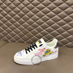 Sneaker unisex D&G màu trắng hoạ tiết nổi bật cao cấp - Ảnh 6