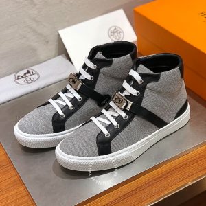 Giày nam Hermes sneaker boot màu ghi phối đen fake 1:1 - Hình ảnh 3