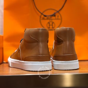 Giày nam Hermes sneaker boot màu nâu khuy cài fake 1:1 - Hình ảnh 8
