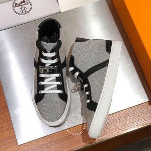 Giày nam Hermes sneaker boot màu ghi phối đen fake 1:1 - Hình ảnh 4