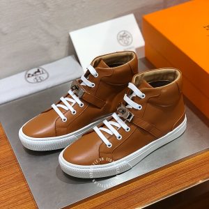 Giày nam Hermes sneaker boot màu nâu khuy cài fake 1:1 - Hình ảnh 3