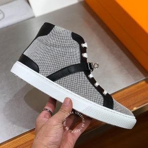 Giày nam Hermes sneaker boot màu ghi phối đen fake 1:1 - Hình ảnh 5