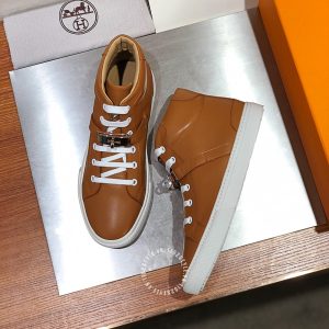 Giày nam Hermes sneaker boot màu nâu khuy cài fake 1:1 - Hình ảnh 4