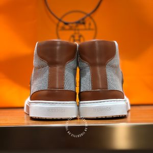 Giày nam Hermes sneaker boot màu ghi phối nâu fake loại 1 - Hình ảnh 8