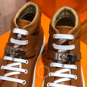 Giày nam Hermes sneaker boot màu nâu khuy cài fake 1:1 - Hình ảnh 5