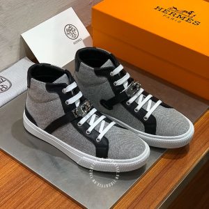Giày nam Hermes sneaker boot màu ghi phối đen fake 1:1 - Hình ảnh 2