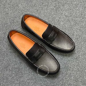 Giày nam Hermes da sần màu đen siêu cấp - Hình ảnh 2