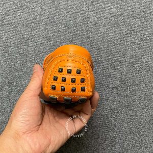 Giày lười nam Hermes da sần màu cam logo H siêu cấp - Hình ảnh 8