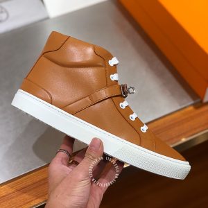 Giày nam Hermes sneaker boot màu nâu khuy cài fake 1:1 - Hình ảnh 6