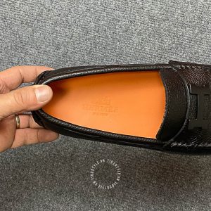 Giày nam Hermes da sần màu đen siêu cấp - Hình ảnh 7